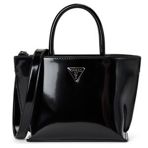 Guess Glossy Black Satchel Bag
